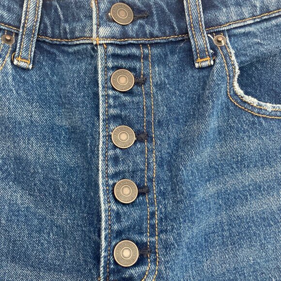 Abercrombie & Fitch Jeans Women 27 Blue Kick Flare Crop High Rise 70s Button Fly - Picture 6 of 9